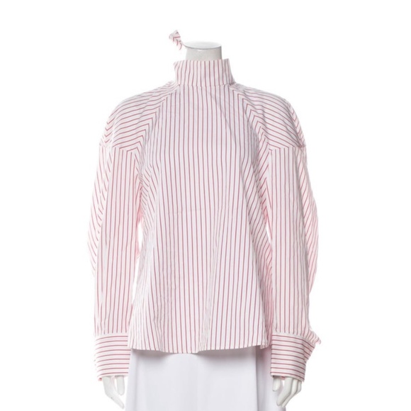 MSGM Striped Mock Neck Blouse Size 44 - Picture 1 of 8